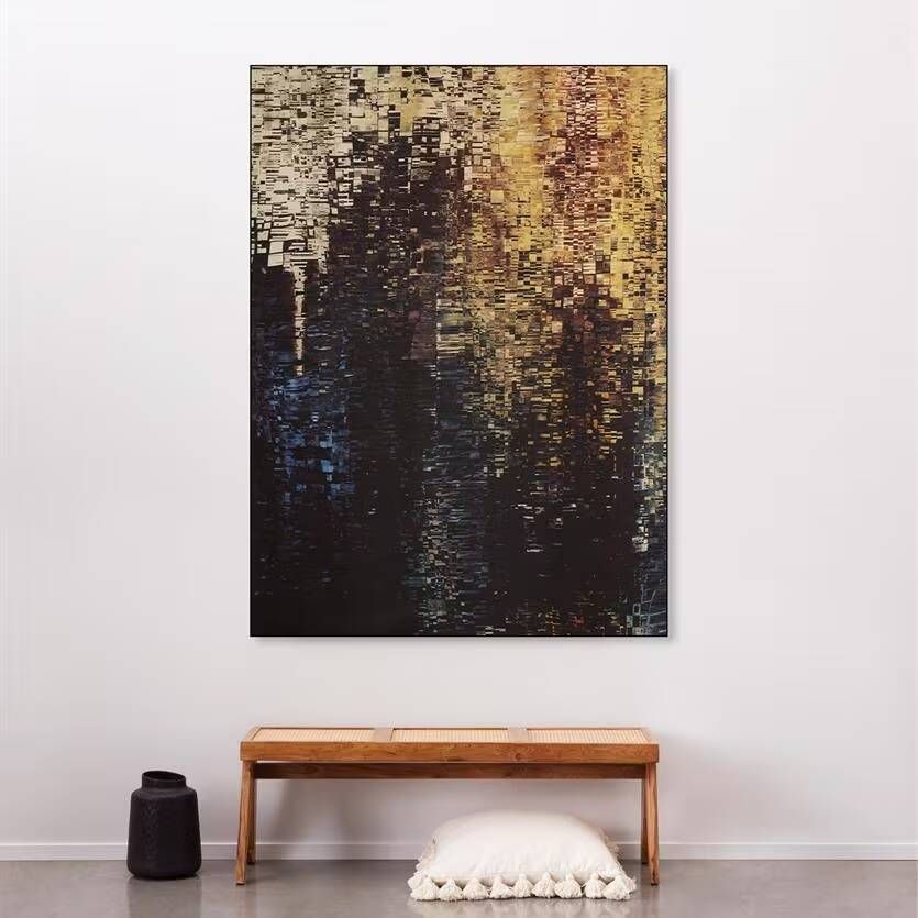 Urban Cotton Wandkleed Drops in zwart frame Small 80 x 110cm Meerkleurig