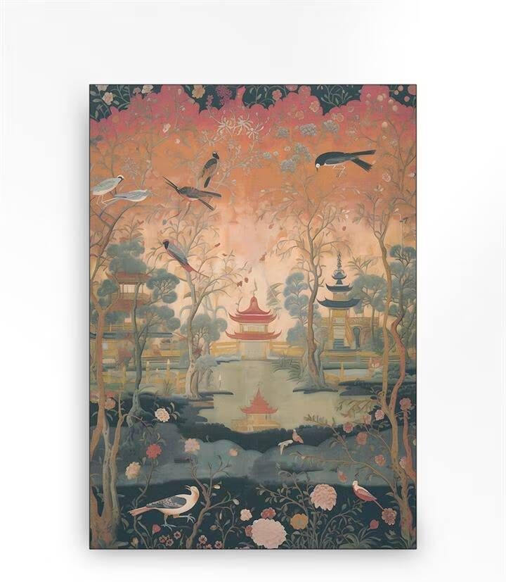 Urban Cotton Wandkleed Oriental Night in zwart frame