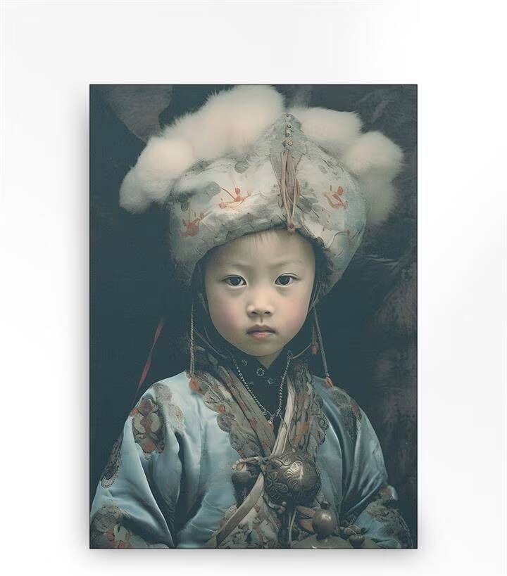 Urban Cotton Wandkleed Traditional Child 2 in zwart frame