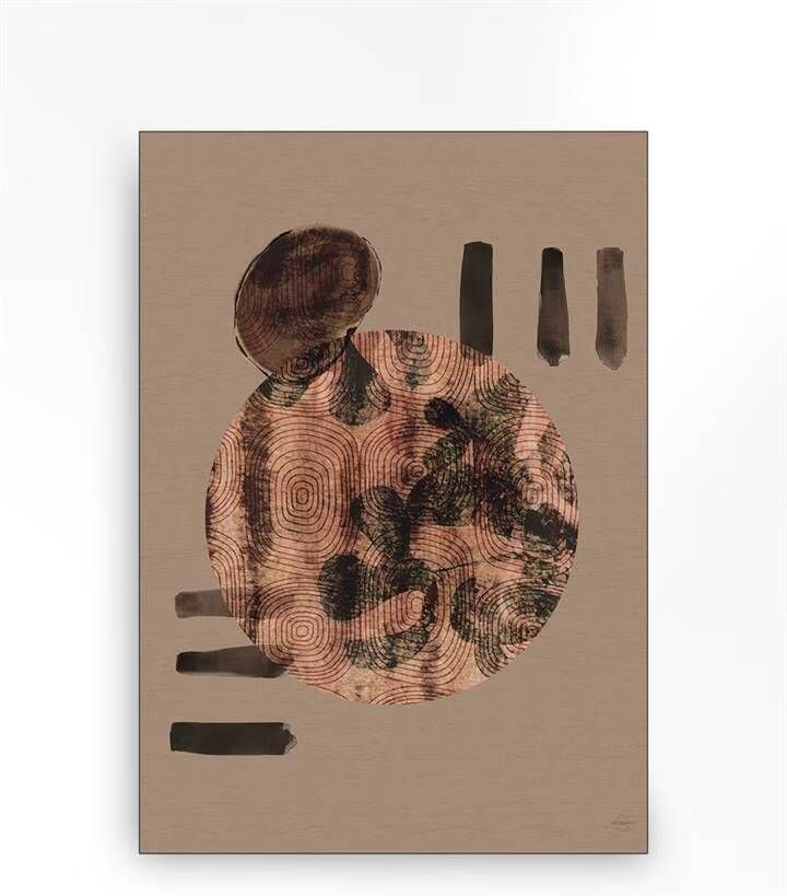 Urban Cotton Wandkleed Wabi-Sabi Lifelines in zwart frame