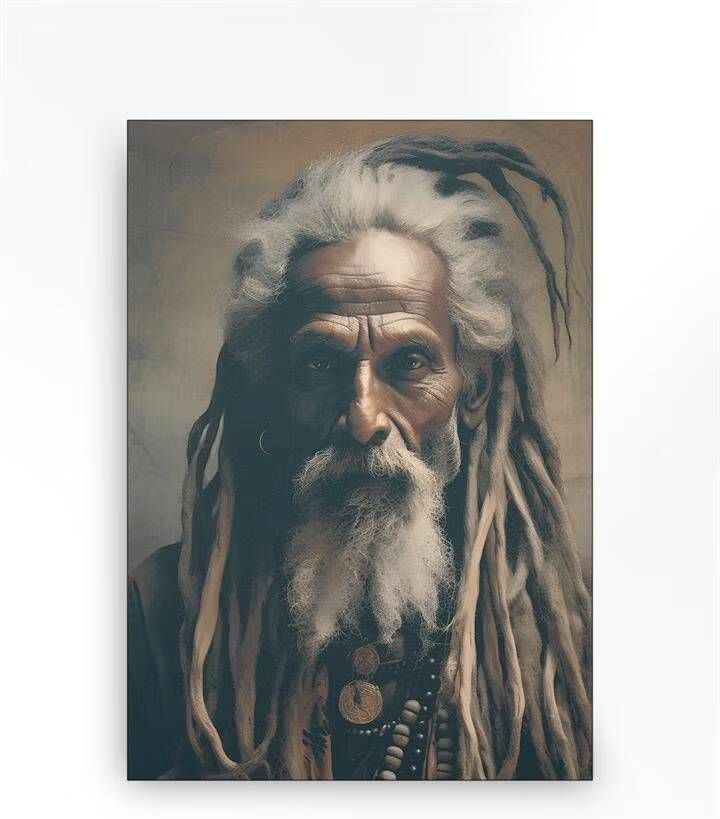 Urban Cotton Wandkleed Wise Man in zwart frame