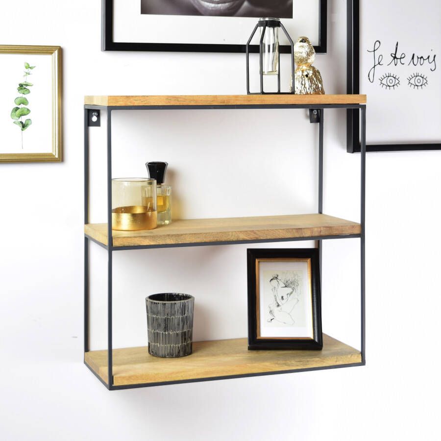 Urban Interiors Wandrek Wally Mangohout en metaal 45 x 45cm Bruin Hout - Foto 2