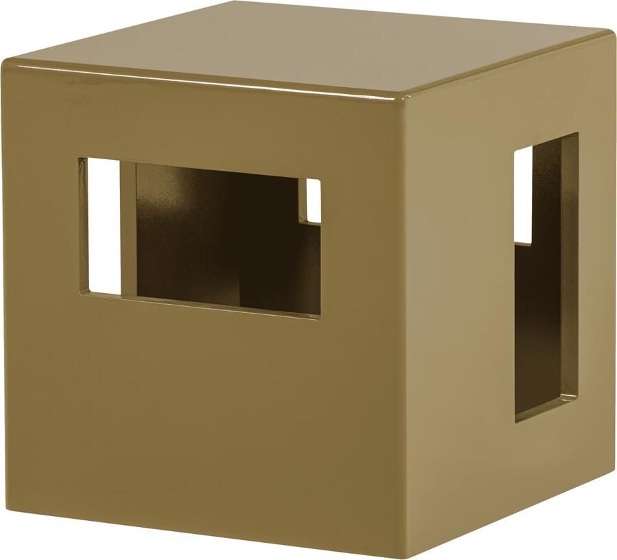 Vtwonen Modern Bijzettafel Vierkant MDF Hout Hoogglans Honinggeel