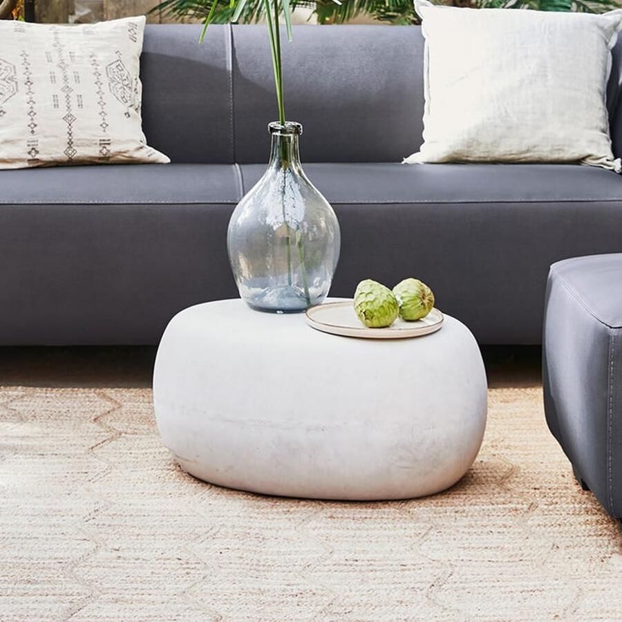 Vtwonen | Pebble Bijzettafel Betonlook Wit 31x65x49 | Woonkamertafels | Bijzettafel - Foto 2