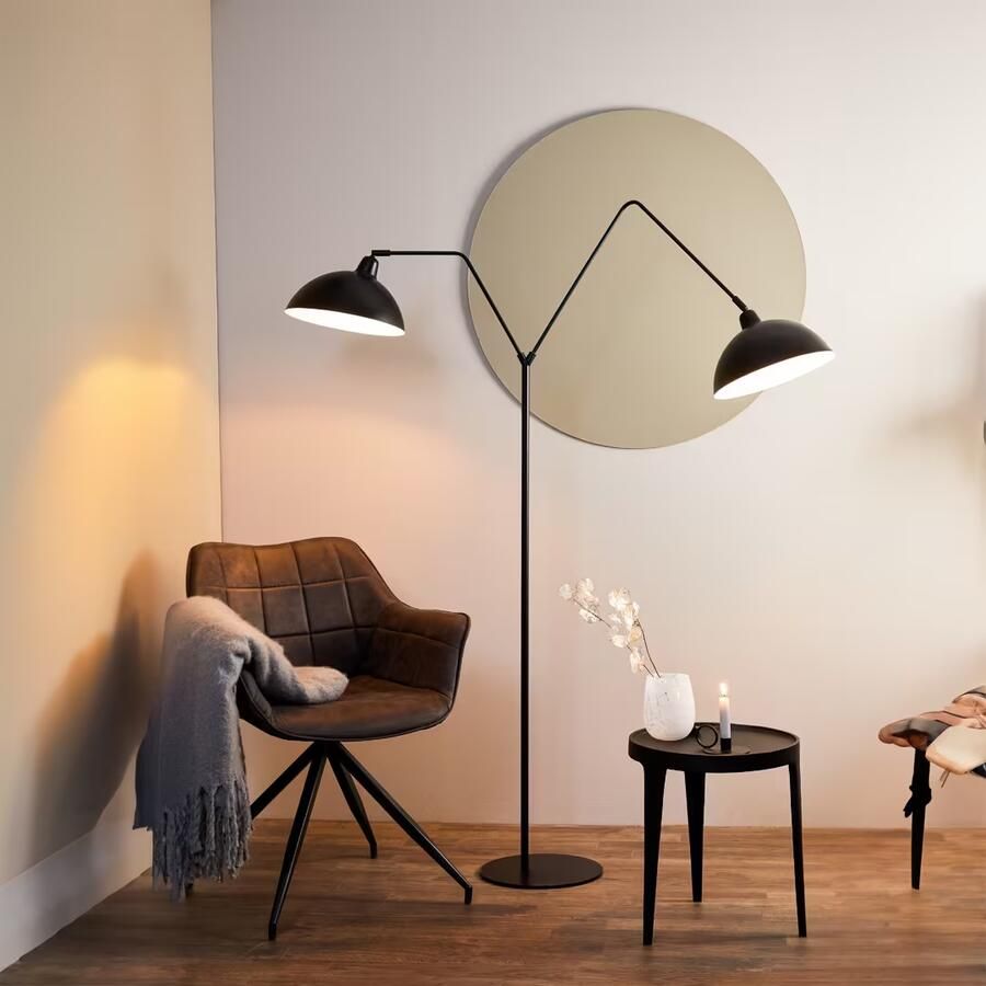 Vtwonen VT Wonen by Light & Living Vloerlamp 2L 140x31x180 cm ORION mat zwart - Foto 2
