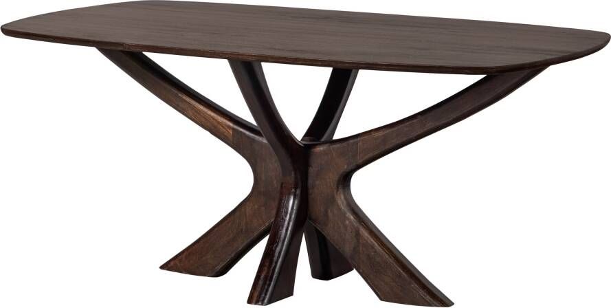 WOOOD Deens Ovale Eettafel Bridge Mangohout 180 x 100cm Walnoot