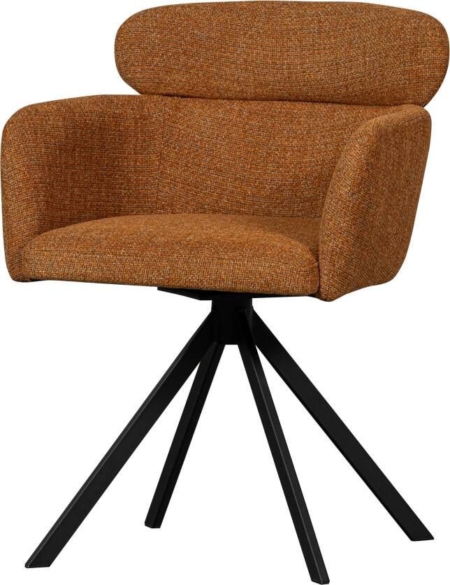 WOOOD Eetkamerstoel Fenne Gestoffeerde stoel met draaivoet geweven stof hoogte 80 cm (set 2 stuks) - Foto 1