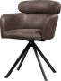 Woood Fenne Draaibare Eetkamerstoelen -Leerlook- Zwart|Grijs-Set van 2 - Thumbnail 3