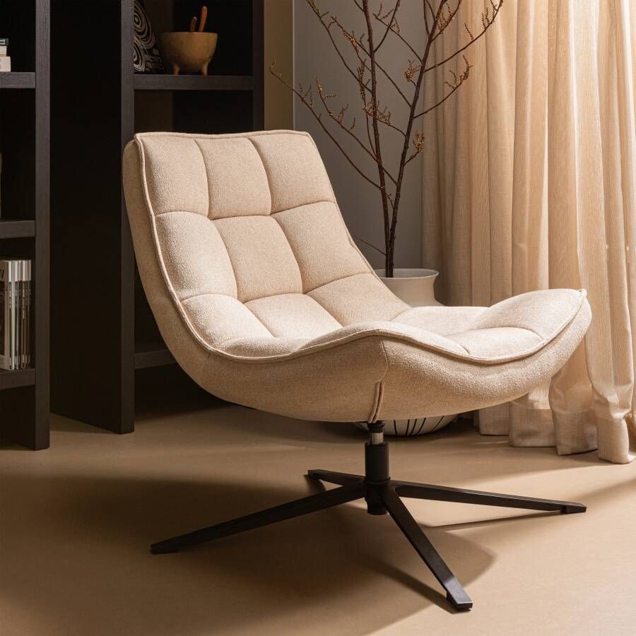 WOOOD Draaifauteuil Maudi Geweven Naturel