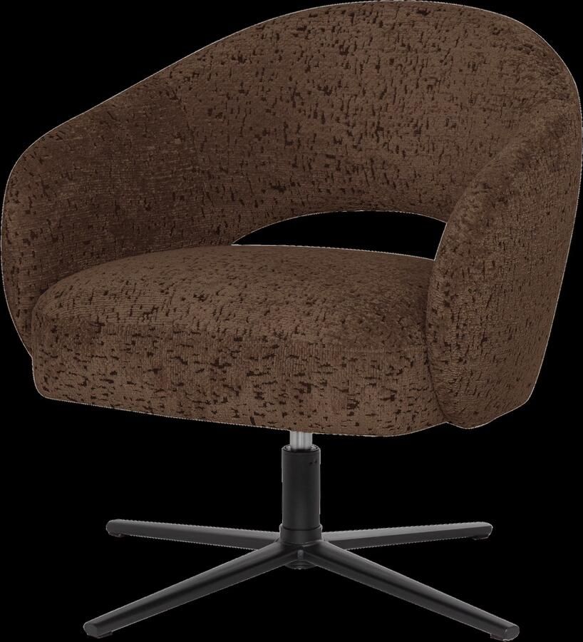 WOOOD Draaifauteuil Pico Structure Velvet Bruin