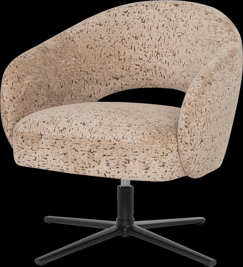 WOOOD Draaifauteuil Pico Velvet Zand