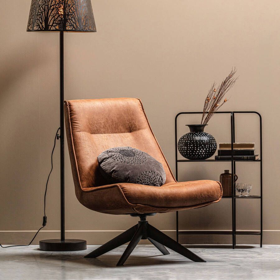 WOOOD Draaifauteuil 'Skyler' PU kleur Cognac