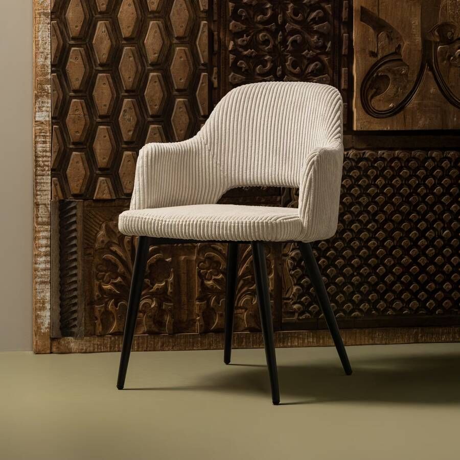WOOOD Eetkamerstoel Ferdy Rib Pearl