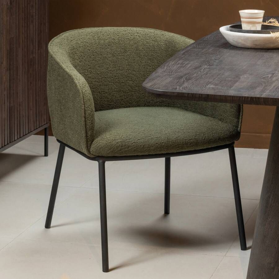WOOOD Eetkamerstoel Leon Bouclé Forest Green