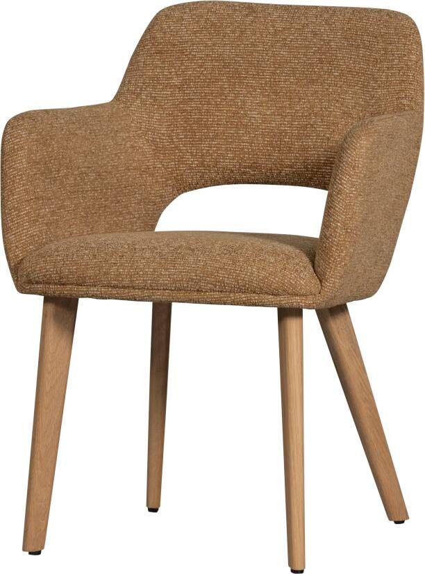 Murat eetkamerstoel geel met houten poot naturel