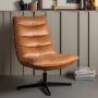 WOOOD Draaifauteuil Nika Leerlook Cognac 92x65x92 - Thumbnail 3