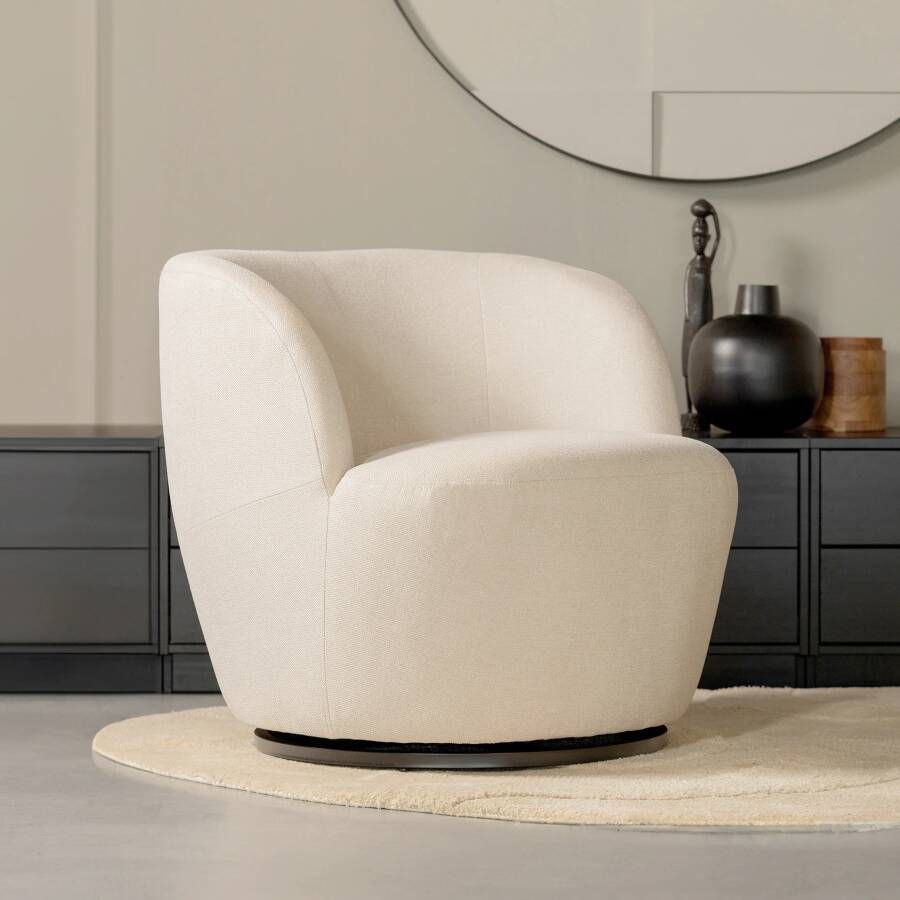 WOOOD Exclusive Draaifauteuil Serra Woven Off White