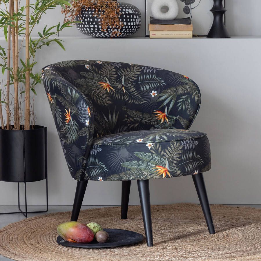 WOOOD Fauteuil Bo Velvet Bloem Print Meerkleurig