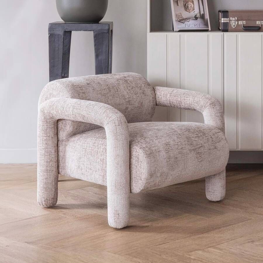 WOOOD Fauteuil Lenny Structure Velvet Zand Exclusive