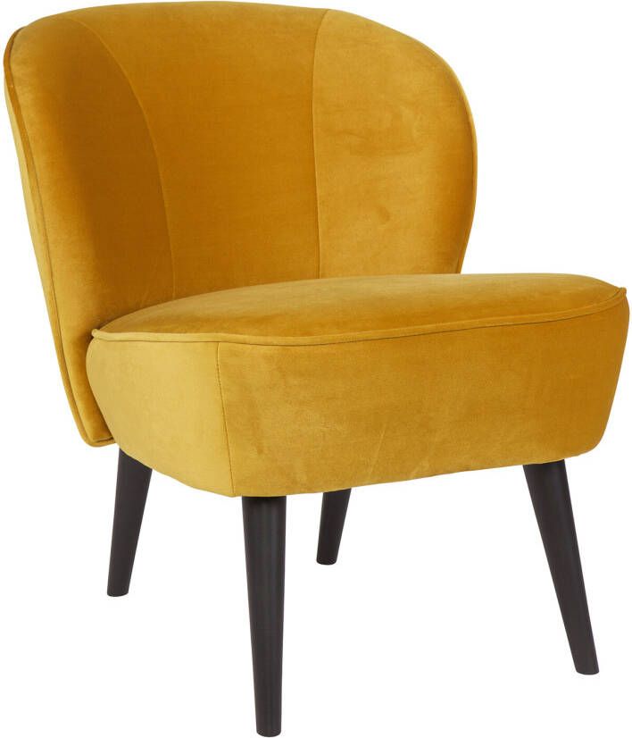 WOOOD Fauteuil 'Sara' Velvet kleur Okergeel