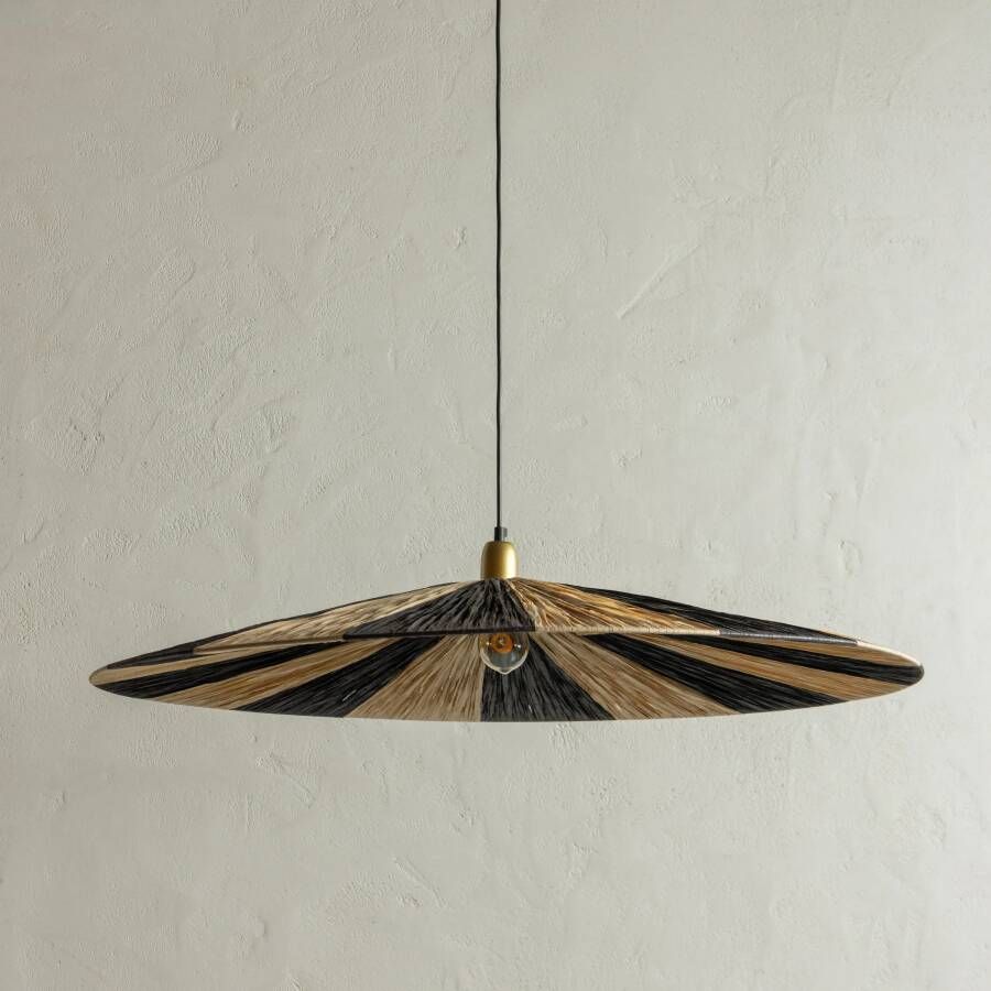 WOOOD Exclusive Hanglamp Loic Raffia Naturel Zwart