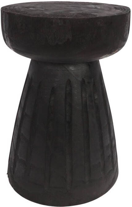 WOOOD | Borre Kruk Hout Zwart 40xØ28cm | Woonaccessoires | Krukje - Foto 2