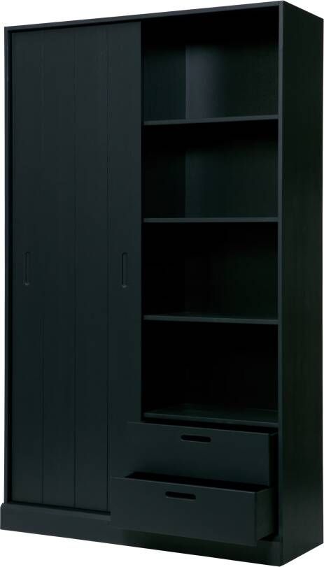 WOOOD Opbergkast Move Grenenhout 200 x 120cm Matzwart