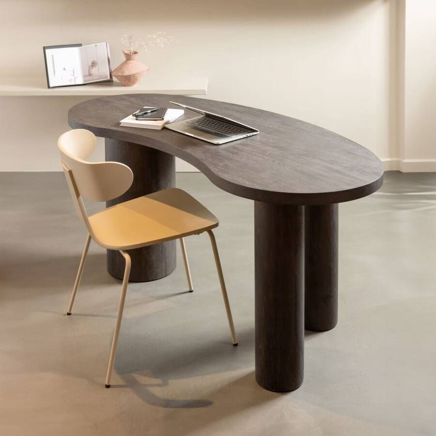WOOOD Organisch Bureau Sidetable Maan MDF 150cm donkerbruin