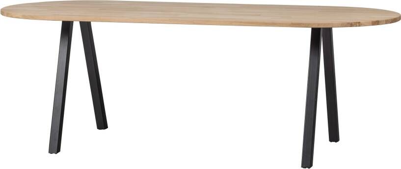 WOOOD Ovale Eettafel Tablo met 2-standen poot 220 x 90cm Onbehandeld Ovaal