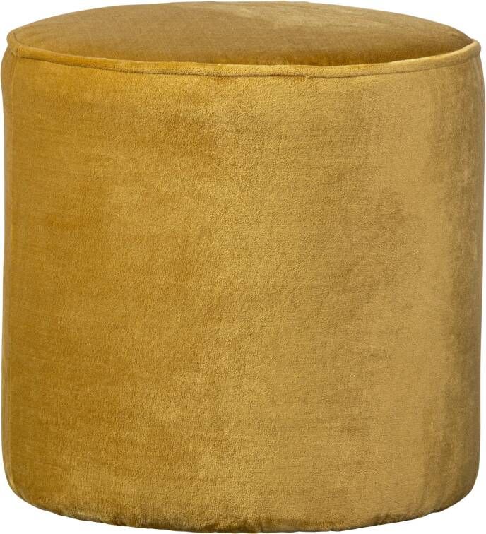 WOOOD Poef Sara Hoog Imitatiebont Okergeel