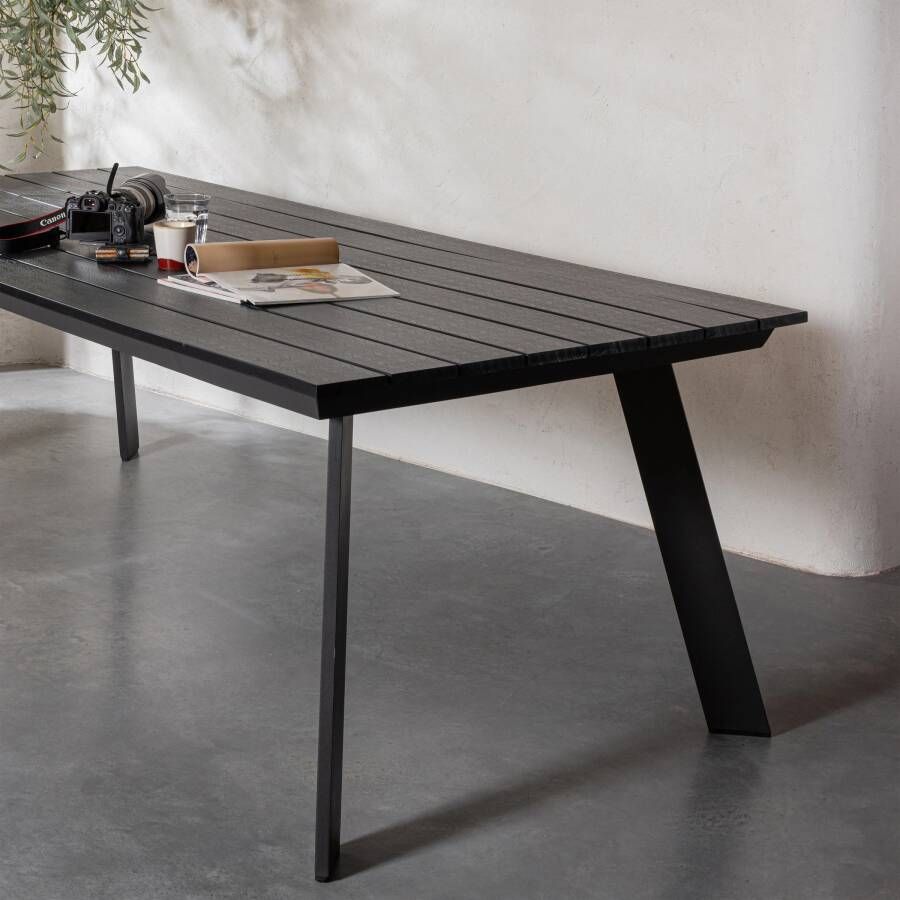 WOOOD Tuintafel Veerle Polywood 220 x 100cm Zwart