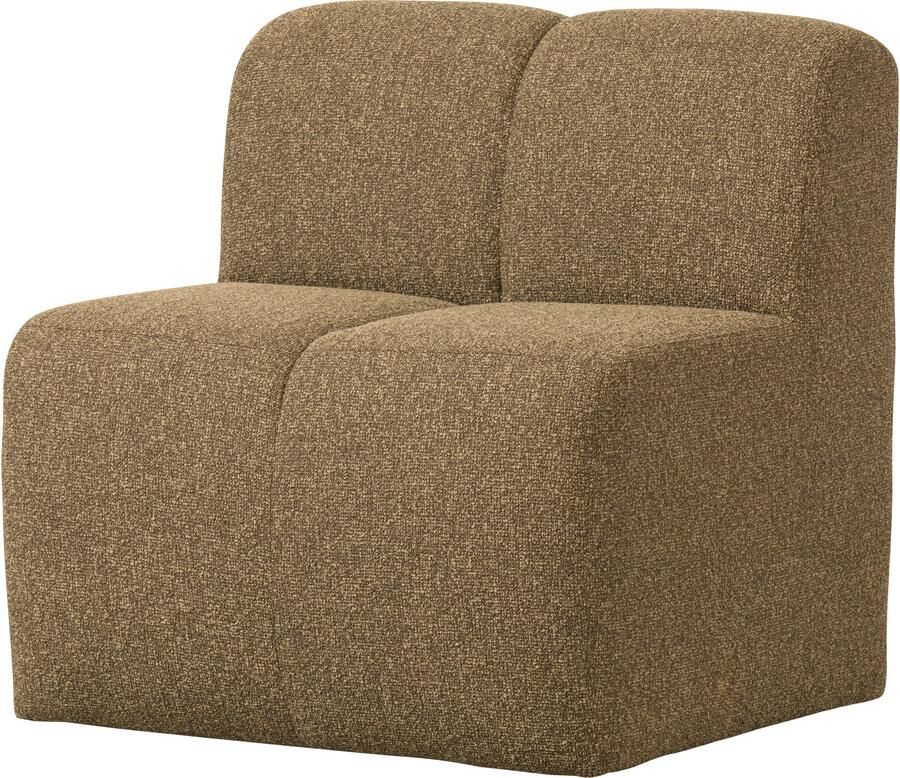 Woood Mojo Eetbankje 84cm Met Rugleuning Bouclé Geel|Bruin Melange