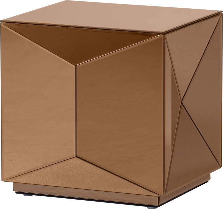 WOOOD Bijzettafel Glintz MDF en spiegelglas 40 x 40cm Bruin Vierkant