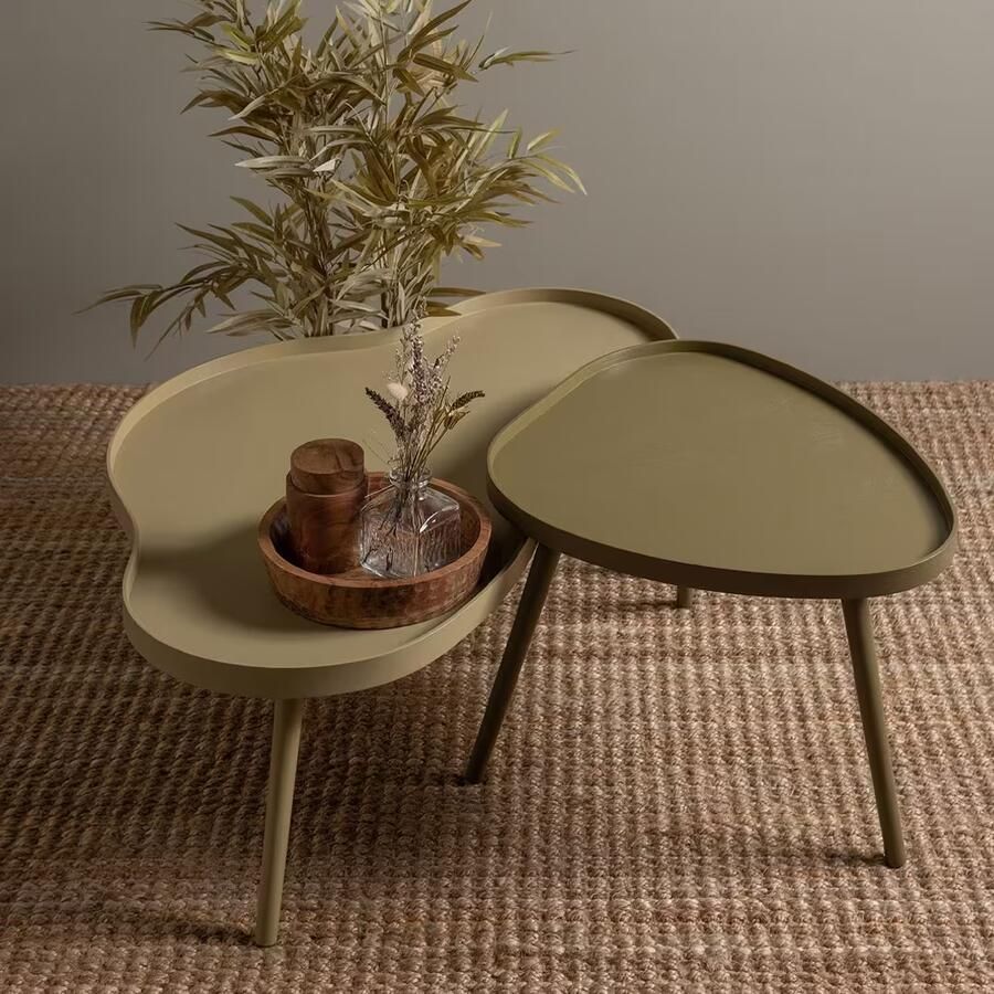 WOOOD Bijzettafel Mae Set van 2 stuks Organisch Bruin