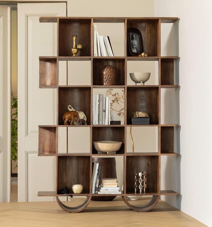 WOOOD | Sinne boekenkast hout walnoot 180x130cm | Woonkamer meubels | Boekenkast | Kast - Foto 2