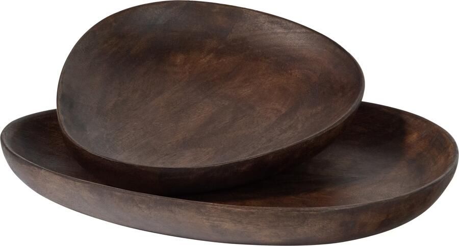 WOOOD Dienblad Sevran Mangohout Set van 2 stuks Bruin