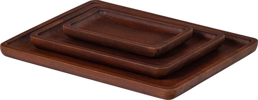 WOOOD Trayla Dienblad Mangohout Bruin Set Van 3