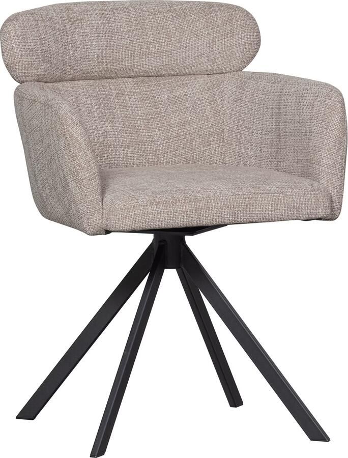 WOOOD Eetkamerstoel Fenne Gestoffeerde stoel met draaivoet geweven stof hoogte 80 cm (set 2 stuks)