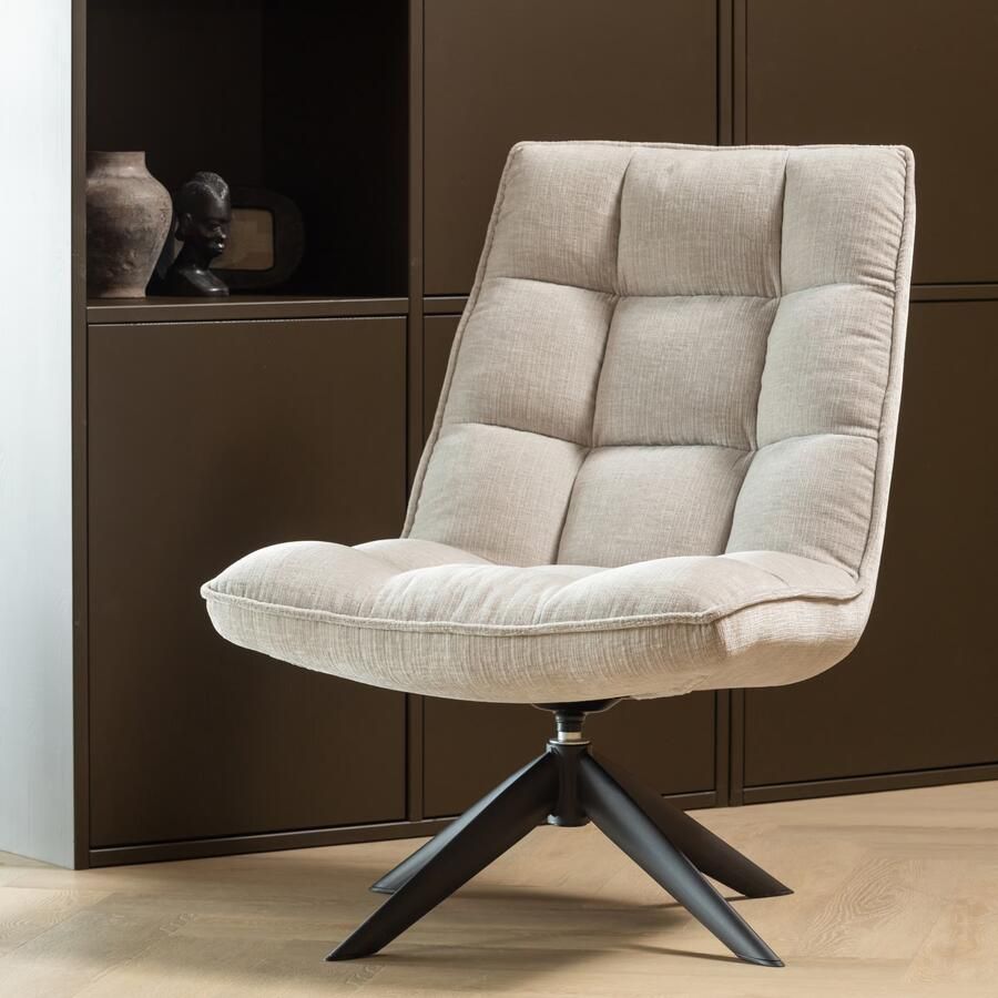 WOOOD Jouke Draaifauteuil Polyester Zand 97x70x85