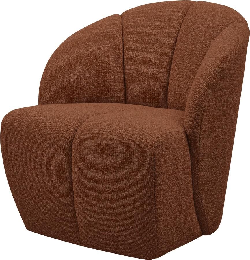 WOOOD | Mojo draaifauteuil boucle roest bruin melange | Zitmeubels woonkamer | Draaifauteuil