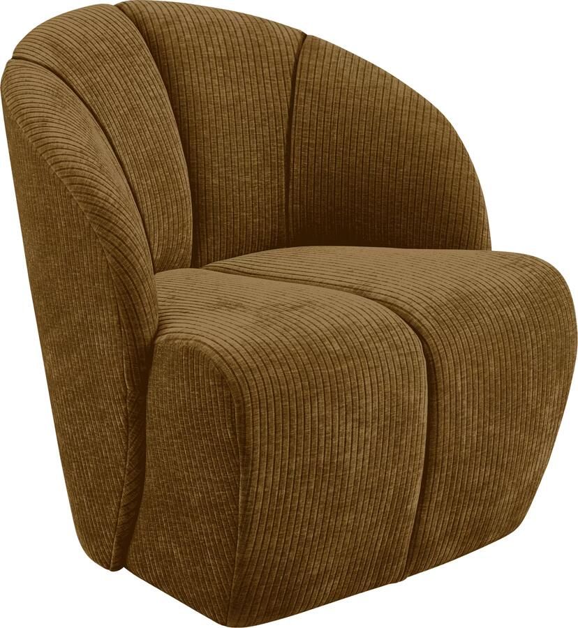 WOOOD | Mojo draaifauteuil geweven ribstof honing geel | Zitmeubels woonkamer | Draaifauteuil