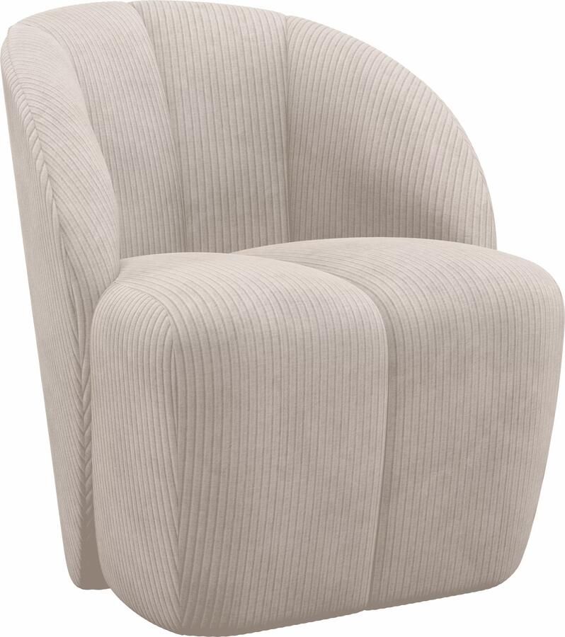 WOOOD | Mojo draaifauteuil ribstof ecru | Zitmeubels woonkamer | Draaifauteuil