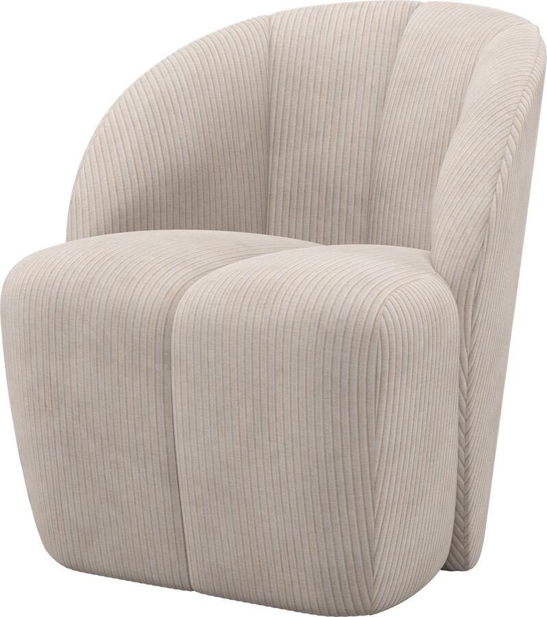 WOOOD | Mojo draaifauteuil ribstof ecru | Zitmeubels woonkamer | Draaifauteuil