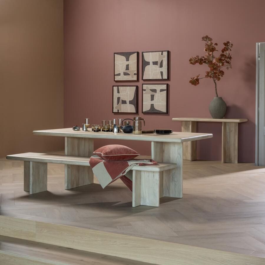 WOOOD Ato Eetbankje 220 CM Mangohout Naturel 47x220x45