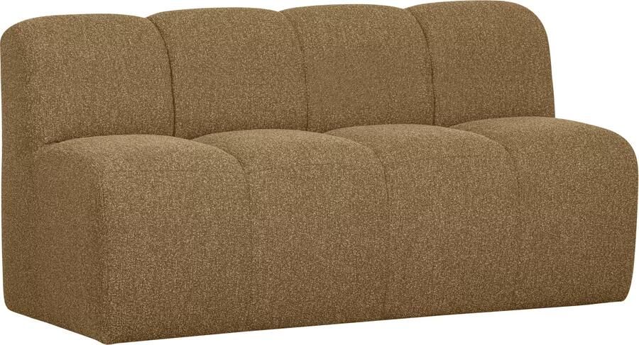 WOOOD | Mojo bankje 160cm met rugleuning boucle geel bruin melange | Zitmeubels woonkamer | 2-zitsbank