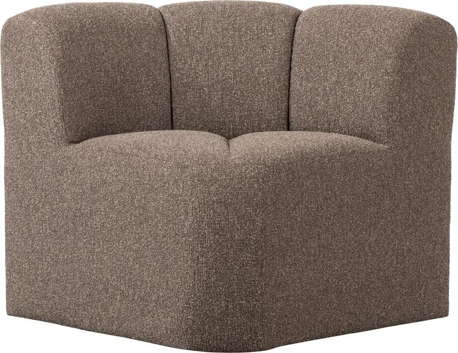 Woood Mojo Eetbankje Hoek Met Rugleuning Bouclé Bruin Melange