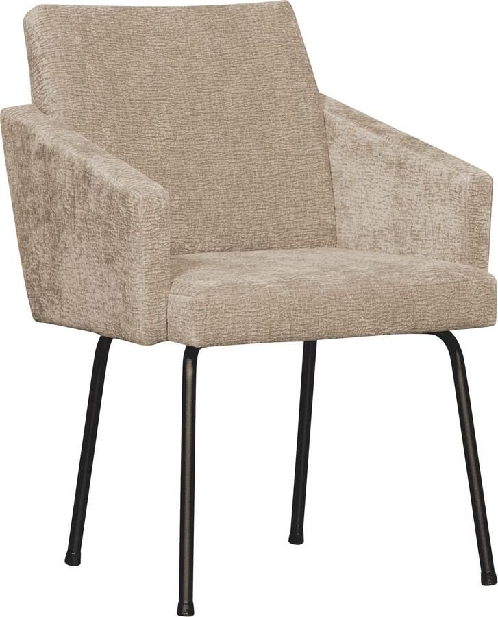 WOOOD | Mount eetkamerstoel met armleuning 3d chenille zand | Zitmeubels eetkamer | Armstoel