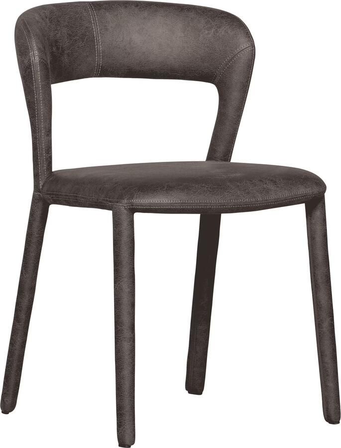 WOOOD | Noble eetkamerstoel leerlook zwart grijs | Eetkamerstoelen | Eetkamerstoel
