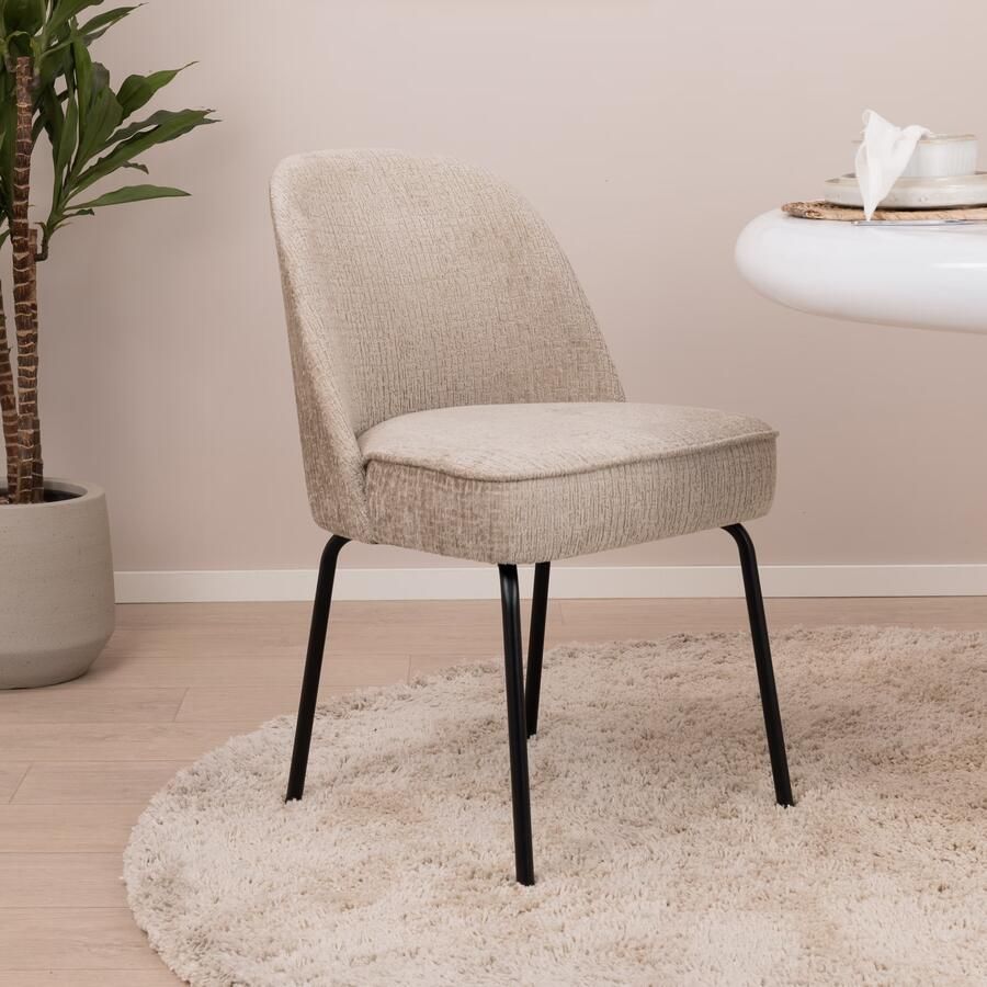 BePureHome | Vogue Eetkamerstoel Structure Velvet Wheatfield | Zitmeubels eetkamer | Eetkamerstoel