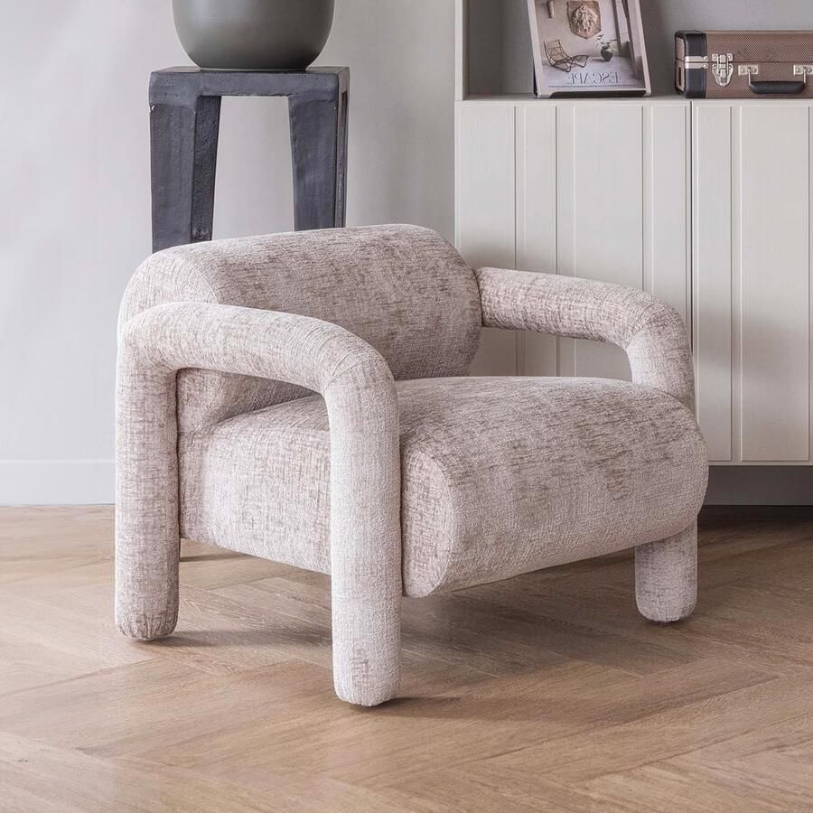 WOOOD Exclusive | Lenny Fauteuil Grove Textuur Zand | Zitmeubels woonkamer | Fauteuil